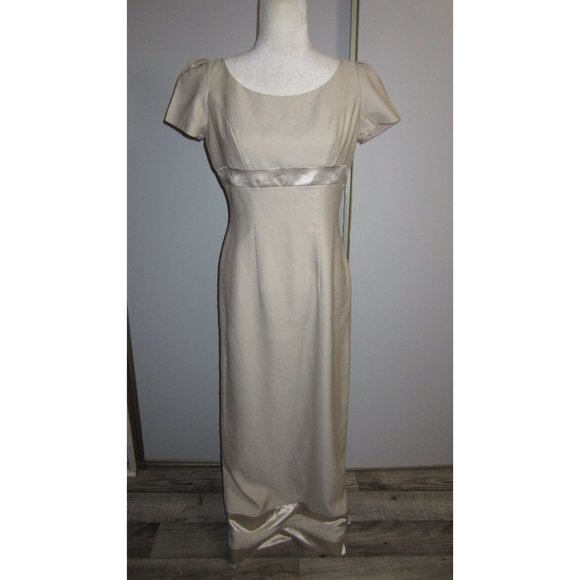 Watters and Watters 8 Beige Maxi Bridesmaid Mother of the Bride Dress - Picture 1 of 7
